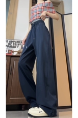 藏青色卫裤男秋季慵懒风垂坠高级感拖地裤cleanfit纯色简约直筒裤，男装休闲裤，电商A007