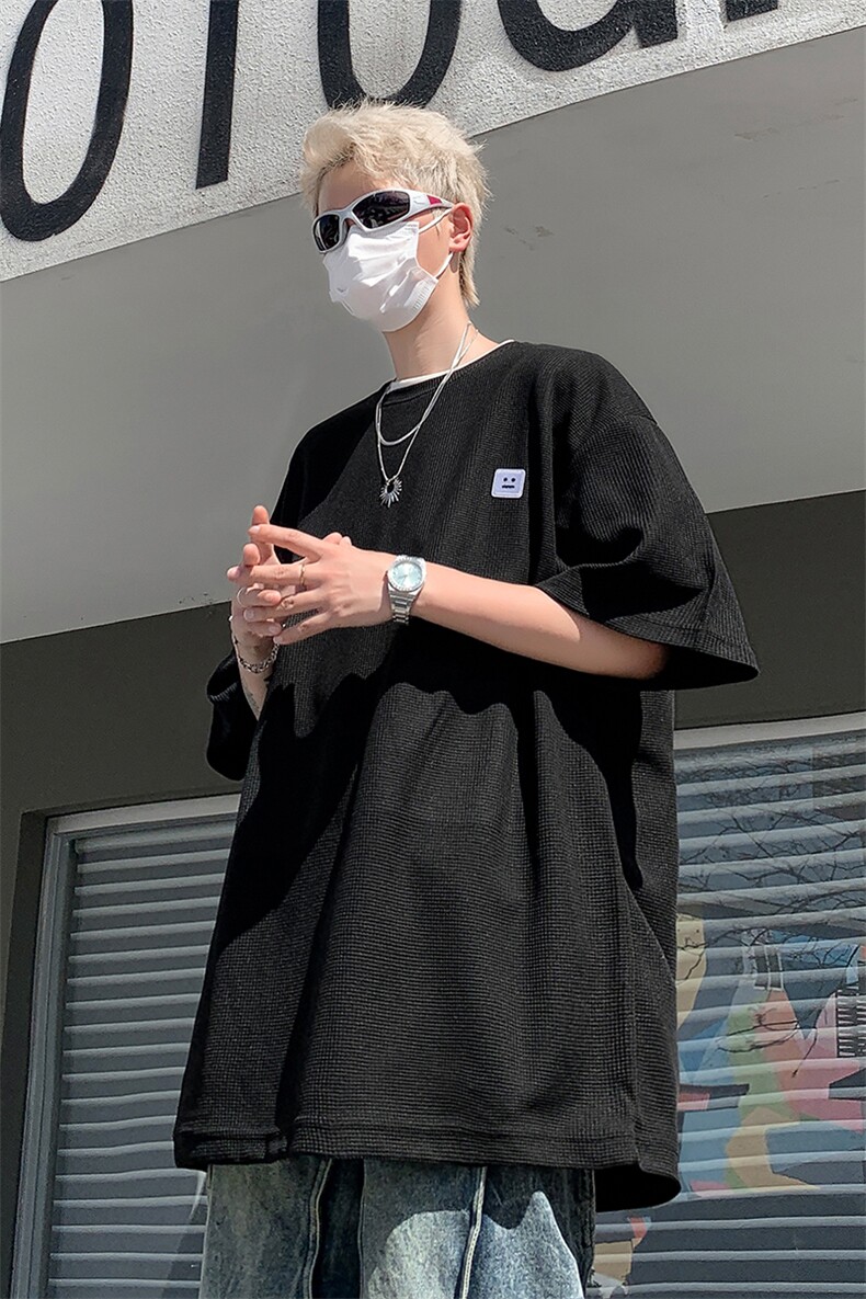8XL-M重磅！特大码T潮牌上衣男中性华夫格短袖T恤DX304P25控39,男装T恤,电商D206-1