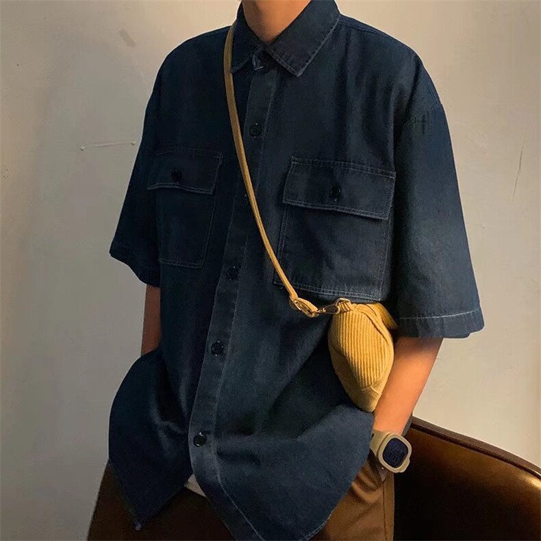 2022港风短袖衬衫男夏季日系百搭工装衬衣HC81P42,男装衬衫,星座1116-2