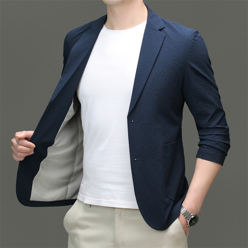 冰丝防晒西装男士高端商务单西礼服夏季新薄款休闲西服外套男,男装防晒衣,钱塘6003（原4033）