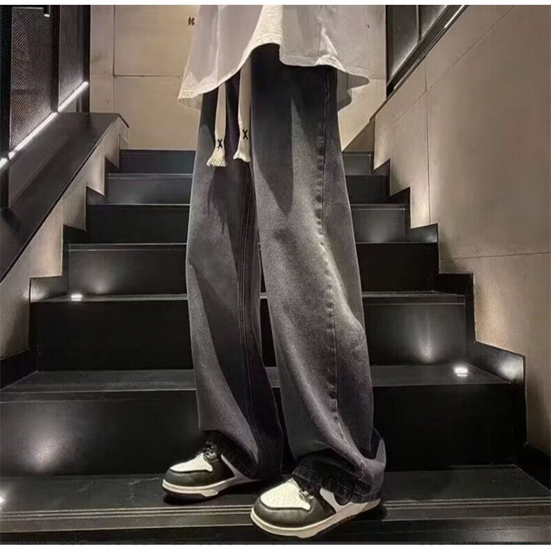 wassuphappy美式渐变牛仔裤男款春秋夏季潮流宽松阔腿裤休闲裤子,男装牛仔裤,星座715-4