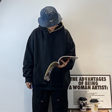抖音得物高品质二开25秋冬美式重磅宽松纯色连帽贝壳刺绣卫衣W63，男装卫衣，电商A486-1