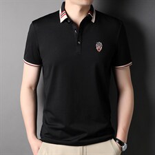 2023夏季新款中年男装时尚休闲潮流翻领百搭宽松短袖T恤男士上衣，男装T恤，电商B212（原钱塘6029）