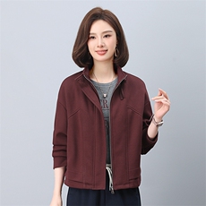 时尚女装棉服立领拉链假两件外套保暖显瘦短款棉衣，女装棉衣/棉服，叶笙衣