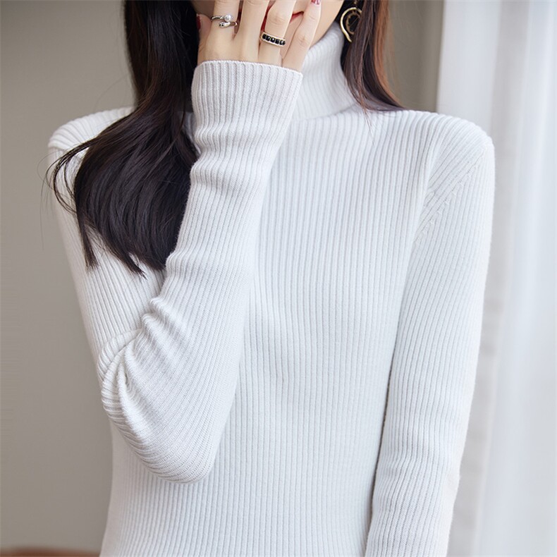 2024秋冬季新款高领宽松外穿女短款慵懒风针织衫,针织衫/毛衣,凝珊羊绒