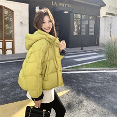 柠檬黄超好看小个子短款羽绒服女2025冬新款时尚宽松加厚连帽外套，女装羽绒服，2C218