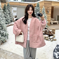 新款出货中粉色夹棉毛呢外套含羊毛2C272-C71-P230K348，女装短外套，2C272