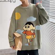 1港风新款宽松休闲中性情侣潮流印花毛衣男外套7436P58加绒P70，男装针织衫/毛衣，星座226-2