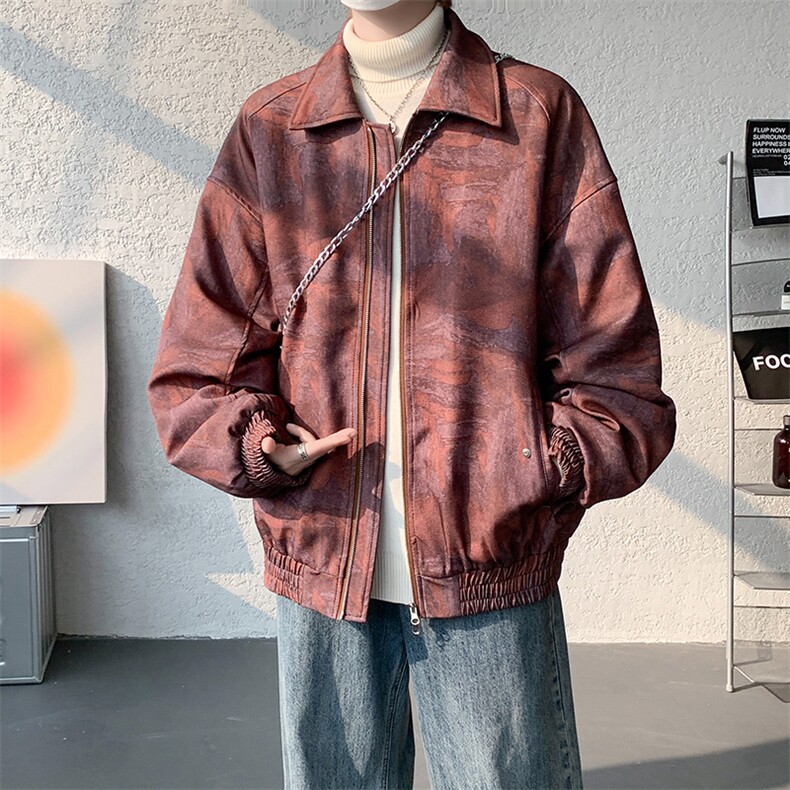 加棉美式扎染冬季加厚潮牌棉衣翻领复古双开拉外套979P115,男装棉衣,电商A458A