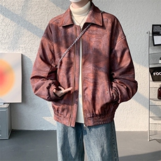 加棉美式扎染冬季加厚潮牌棉衣翻领复古双开拉外套979P115，男装棉衣，电商A458A