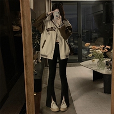 春季棒球服绣花拼接新款连帽卫衣开衫女宽松学生上衣外套C689-88，女装短外套，星座911-2(原星座613-2）