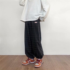 男青春流行宽松束脚运动裤潮休闲裤格子图案原版质量A282P29，男装休闲裤，星座1116-2
