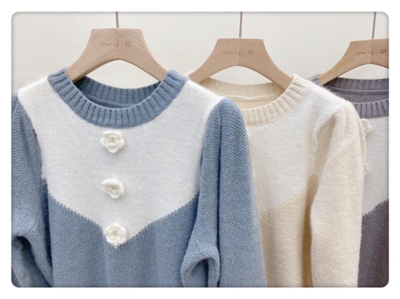 现货拼水貂毛衣，女装针织衫/毛衣，CHERRY·印