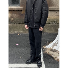 高街美式排扣牛仔裤拉链设计感直筒牛仔裤，男装牛仔裤，星座310A-4