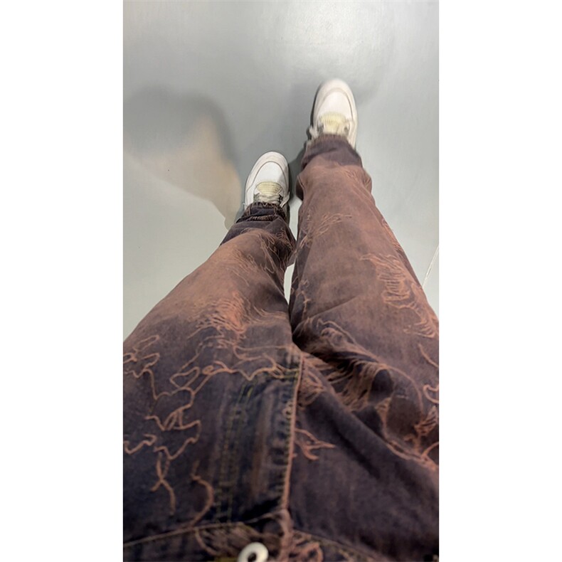 B221美式ins高街小众休闲提花直筒牛仔裤LK24379-特P52控88,男装牛仔裤,电商B221