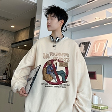 ！圆领卫衣男装港风长袖T恤男外套男WY154-P28，男装卫衣，电商B367