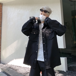 美式高街牛仔外套男士韩版潮流金属2024冬季ins宽松夹克W6224-P68图片