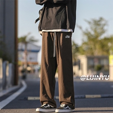 直筒垂感裤男秋季日系有型舒适宽松阔腿休闲裤子K662-特批-41，男装休闲裤，星座718-1