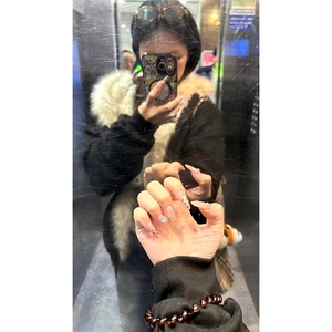 现货重磅硬挺boxy羽绒棉衣座山雕猫耳大毛毛领麂皮棉服冬外套图片
