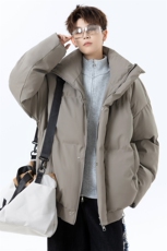 美式潮牌立领棉服男高街短款棉衣外套百搭宽松面包服M6066P75，男装棉衣，电商A157