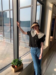 夏季孔雀领小衫图片