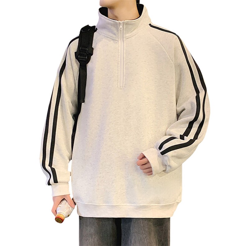 G008P45加绒50美式半高领外套oversize立领半拉链卫衣加绒加厚,男装卫衣,星座304A-1