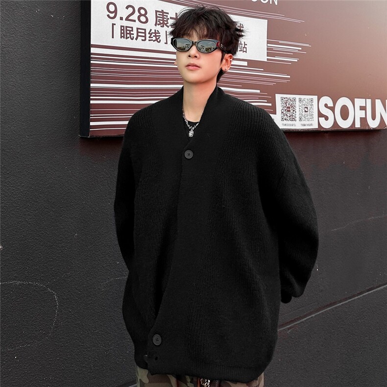 道袍针织开衫外套男春秋款松弛慵懒风针织衫老钱风毛衣M5518,男装针织衫/毛衣,星座1116A-1（原606A）