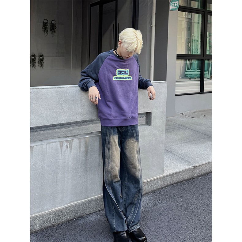 B221美式ins高街暗黑小众宽松牛仔裤LK23134-P65控88,男装牛仔裤,电商B221