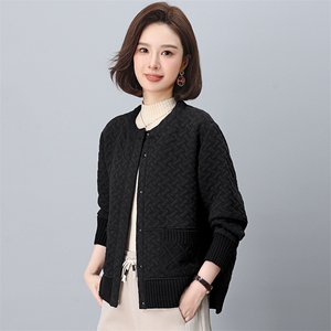 外套女秋冬2026年新款时尚洋气短款宽松中老年女妈妈装开衫夹克衫图片