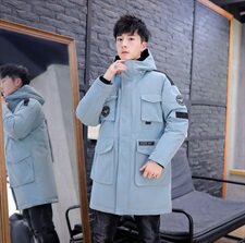 2021羽绒服男中长款连帽工装长款外套白鸭绒B247MY020P200，男装羽绒服，电商B247