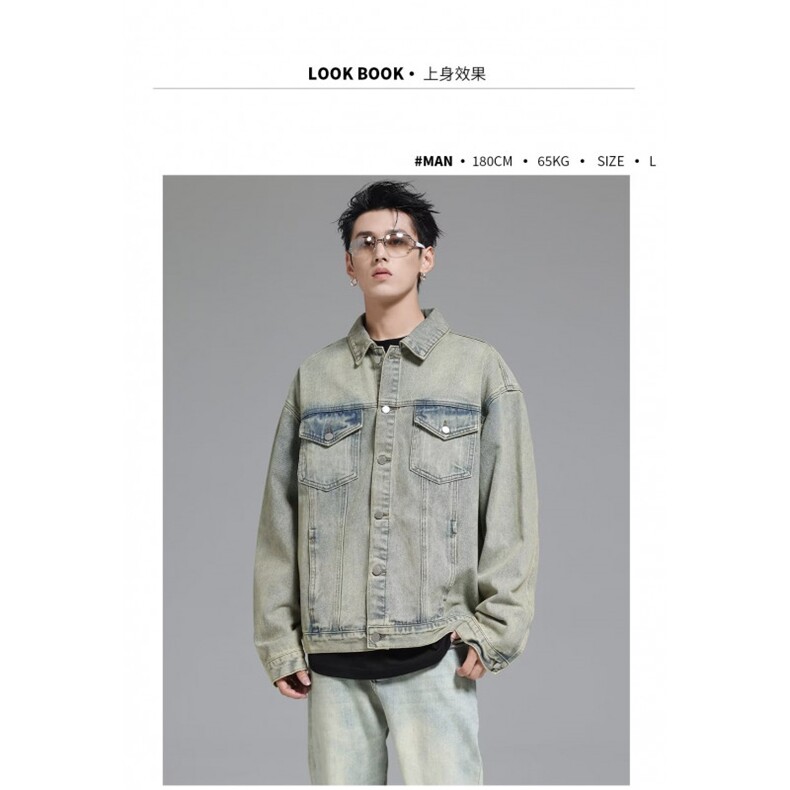 1506-1/J6991/P60外牛仔多口袋男士夹克外套模特图设计感小众百搭,男装夹克,星座1506-1
