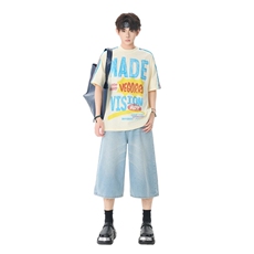 夏季牛仔裤高腰阔腿宽松七分裤简约百搭牛仔裤子女休闲YD709-P60，男装牛仔裤，星座509
