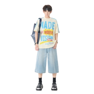 夏季牛仔裤高腰阔腿宽松七分裤简约百搭牛仔裤子女休闲YD709-P60图片