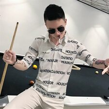 905-P452021夏季潮男中袖衬衫韩版修身帅气短袖休闲网红衬衣，男装衬衫，星座312A