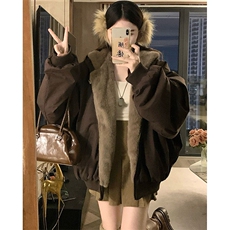 两面穿现货重磅短款座山雕棉衣男女双面穿毛毛绒棉服加厚外套，男装棉衣，电商A486-1