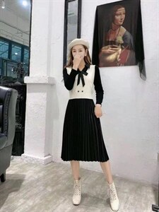 秋装，马甲两件套连衣裙，现货四个尺码,女装马夹,依柏璐