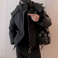 B10/P108控148冬季黑色系休闲百搭工装式连帽棉衣外套男黑首2，男装棉衣，星座305B