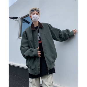 底特律美式工装夹克男春秋款复古潮牌宽松外套情侣休闲机车棒球服图片