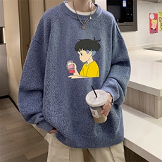 加厚加绒毛衣男大码毛线衣男针织衫男线衫M19200-P45加绒款-P65，男装针织衫/毛衣，电商A040