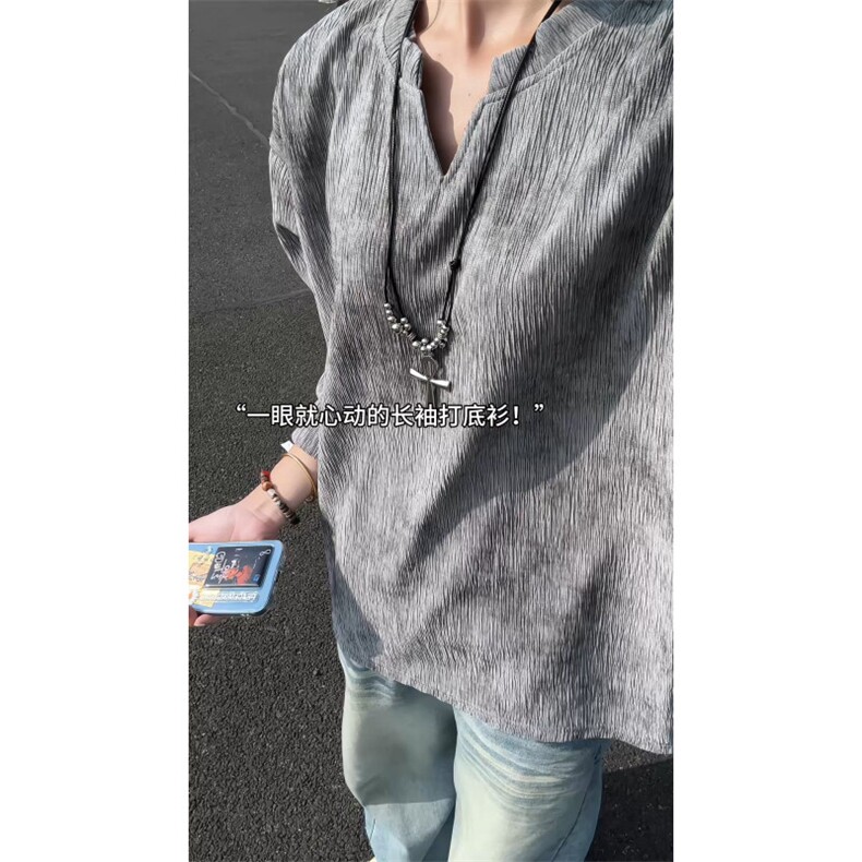 XZ809A/SYR10/特P24/控48扎染J肌理感V领长袖T恤卫衣,男装T恤,星座809A(原222-1)