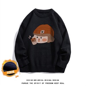 白底秋冬新款趣味小女孩圆领保暖套头毛衣M1055P50加绒60控68-78，男装针织衫/毛衣，电商A247-1