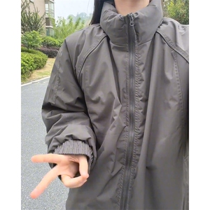 现货美式高街休闲夹克冬季三防立领纯色户外工装加厚棉服外套图片