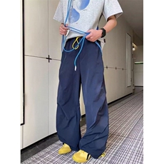 美式休闲裤男潮牌藏青色工装裤户外褶皱设计伞兵裤AK8029-P40，男装工装外套，星座1001-1