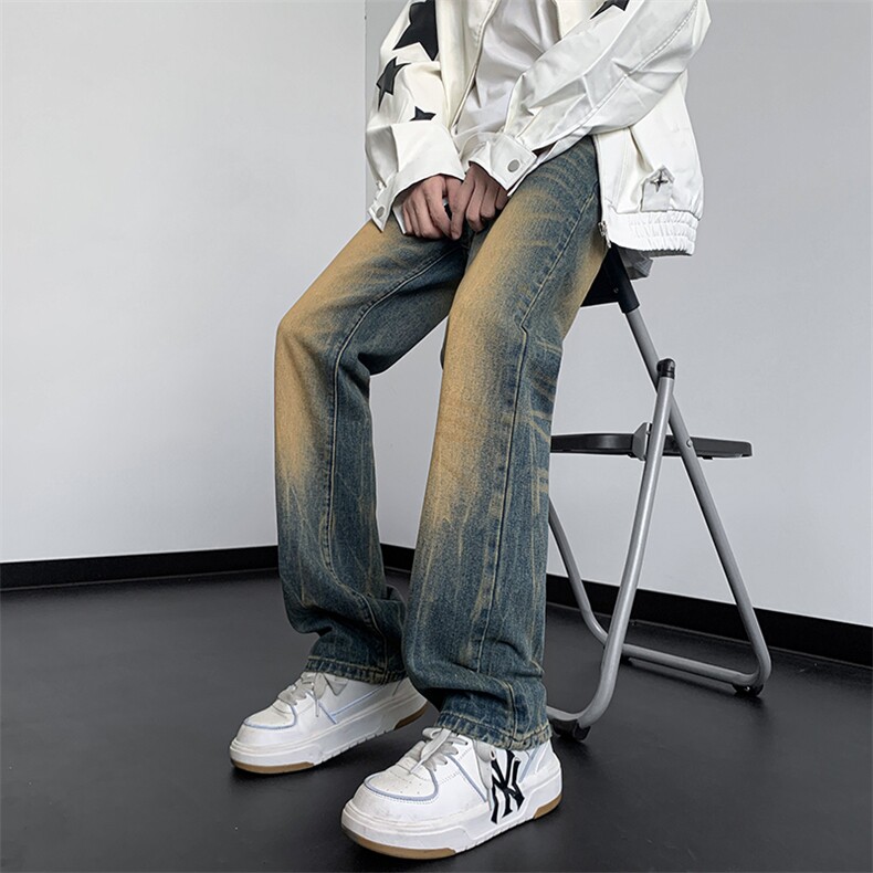 美式高街vibe重工艺做旧水洗hiphop直筒牛仔裤货号K2323P55,男装牛仔裤,电商A063