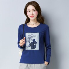 T恤创意2021年春季长袖时尚潮流修身显瘦简约可爱街头百搭，女装T恤，丽影随形