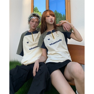 C471-P38 夏季新款美式复古时尚短袖体恤潮牌设计感休闲上衣 现货图片
