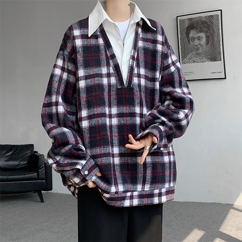 现货WY10076-P60控88秋季新款抖音高品质时尚百搭假两件卫衣,男装卫衣,电商A059