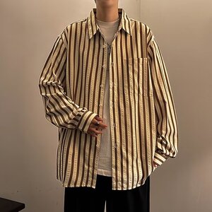 衬衫男韩版潮流长袖条纹痞子帅2026夏季新款ins宽松外套CY218-P49图片