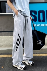 特批P25无差价夏季时尚冰丝薄款三条杠运动大码阔腿裤男K5796B，男装休闲裤，电商A001