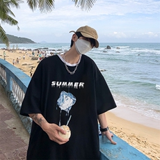 B239-1273-P28港风魔方水滴创意印花夏季重磅落肩袖短袖t恤，男装T恤，星座514-2(原B239)